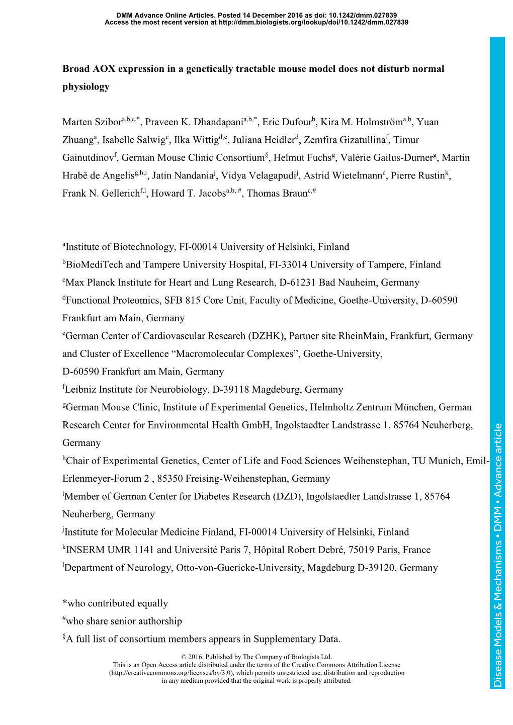 Disease Models & Mechanisms • DMM • Advance Article