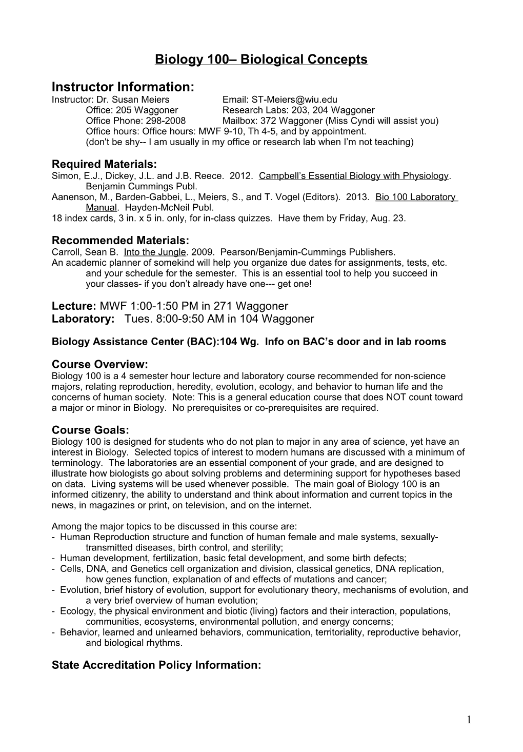 Biology 1002 - Section 2 and 3, Fall, 2000