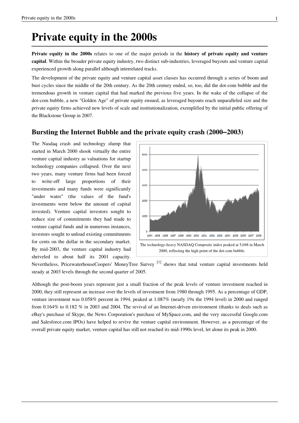 Private Equity in the 2000S 1 Private Equity in the 2000S