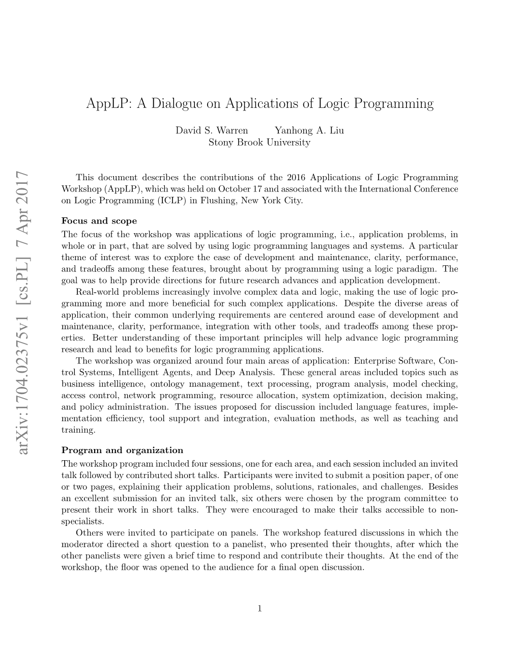 Applp: a Dialogue on Applications of Logic Programming