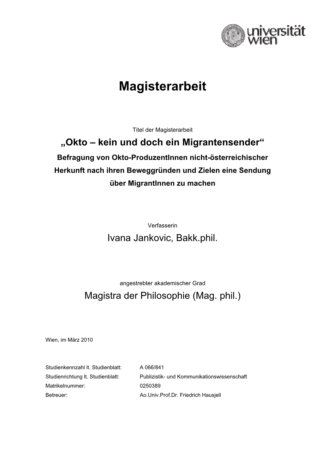 Magisterarbeit