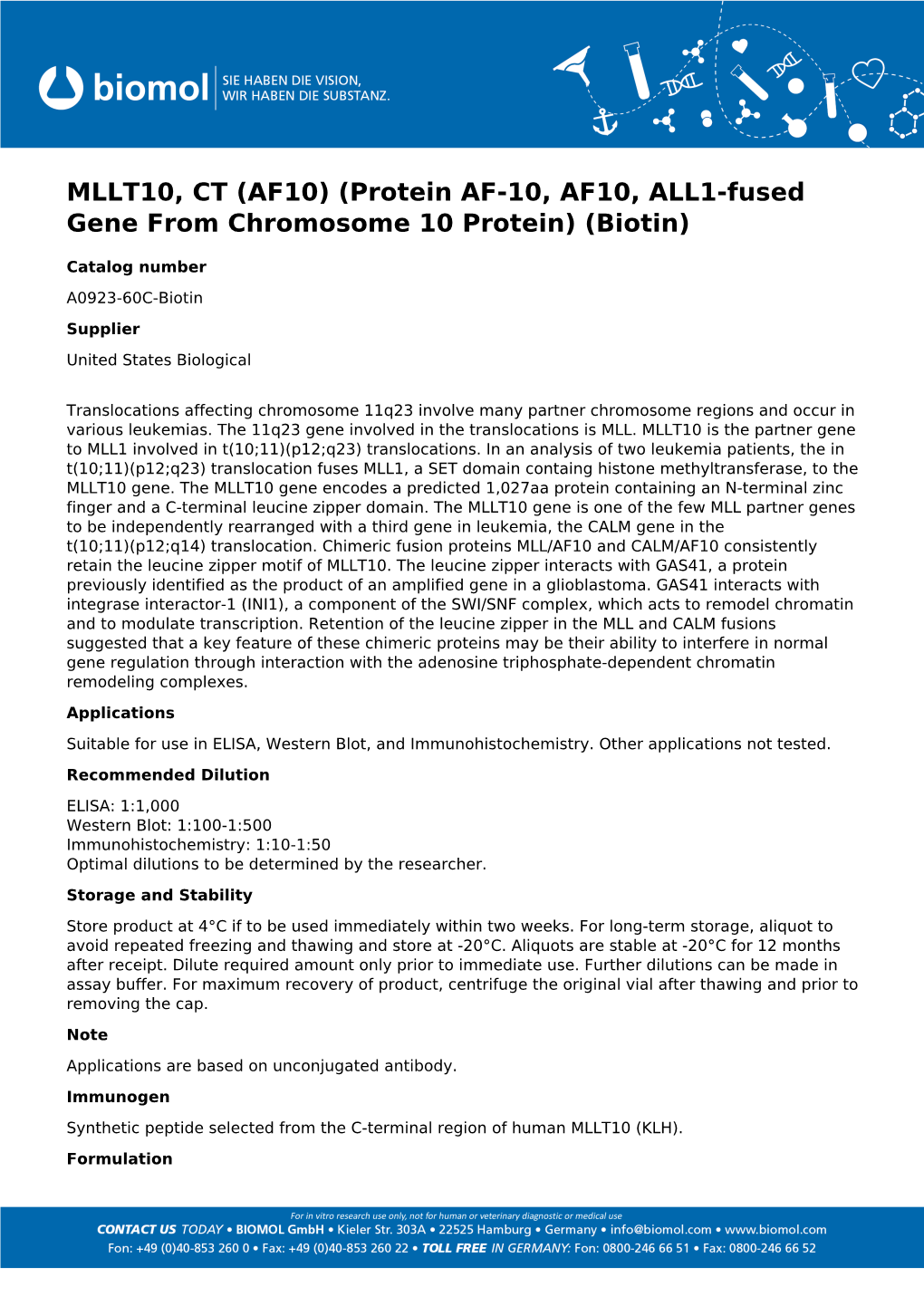 Usbiological Datasheet