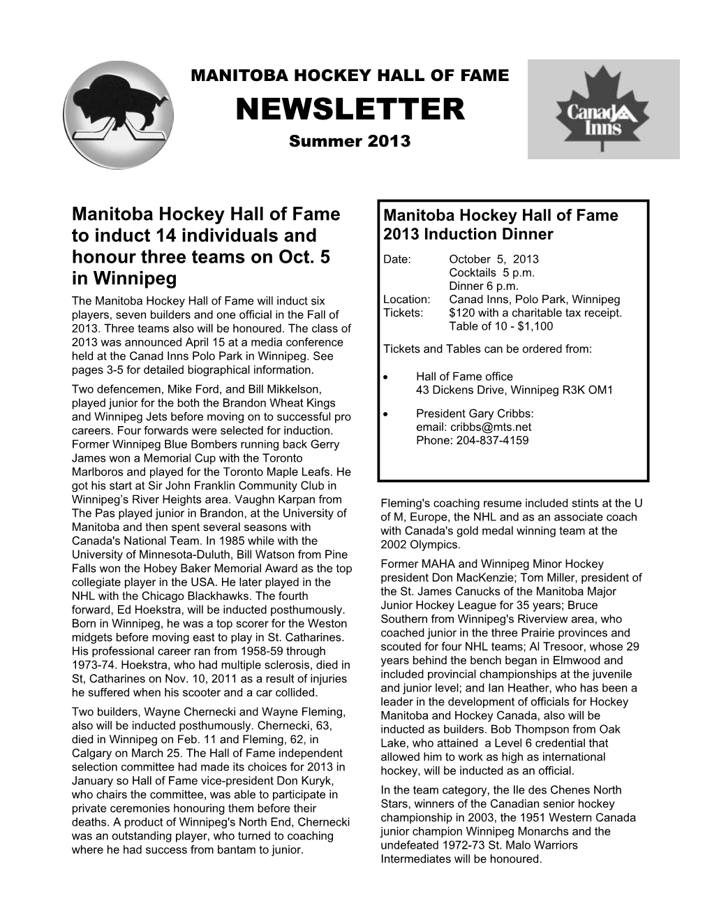 NEWSLETTER Summer 2013