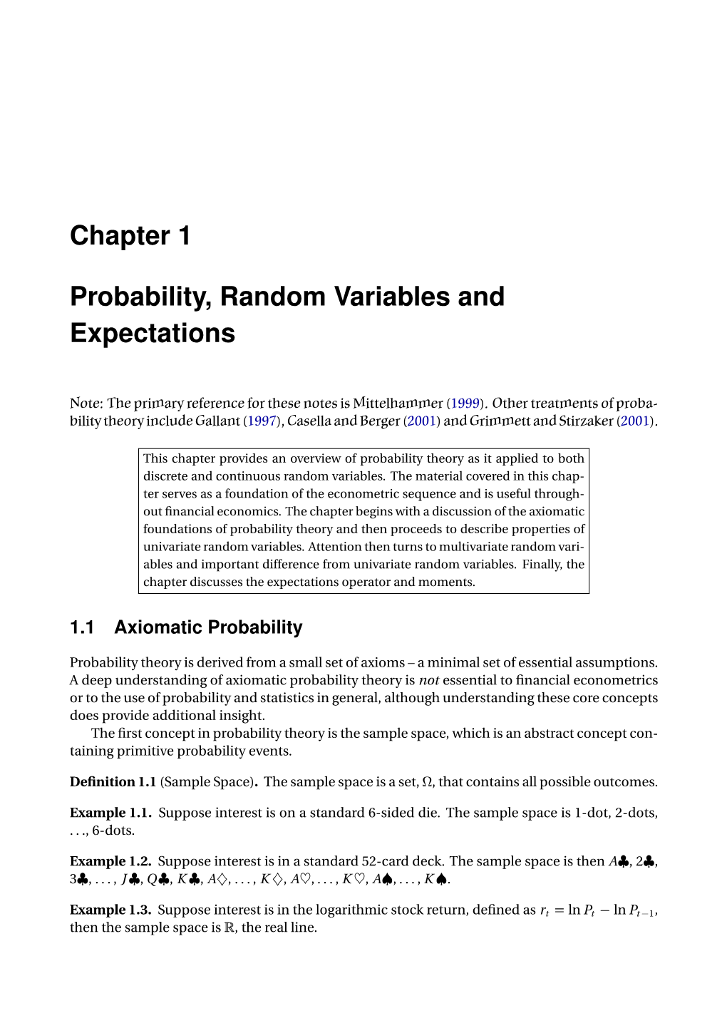 Chapter 1 Probability, Random Variables and Expectations