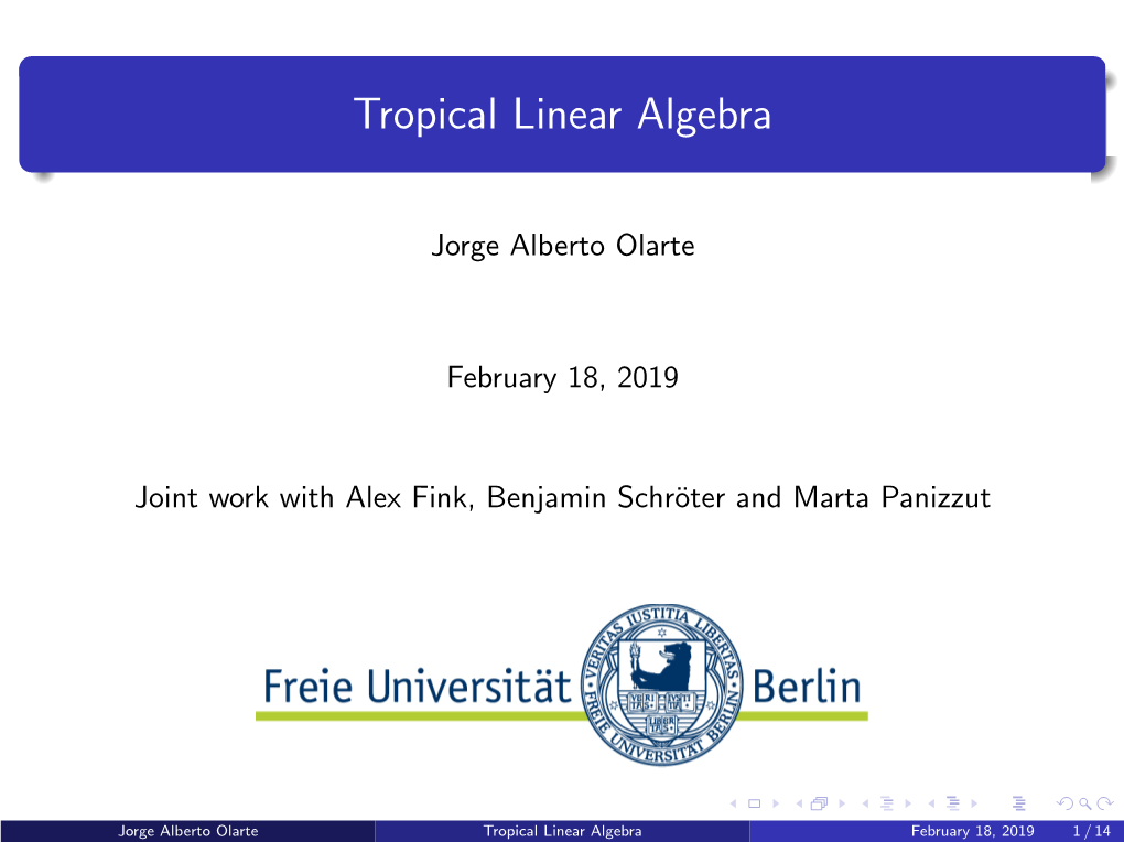Tropical Linear Algebra
