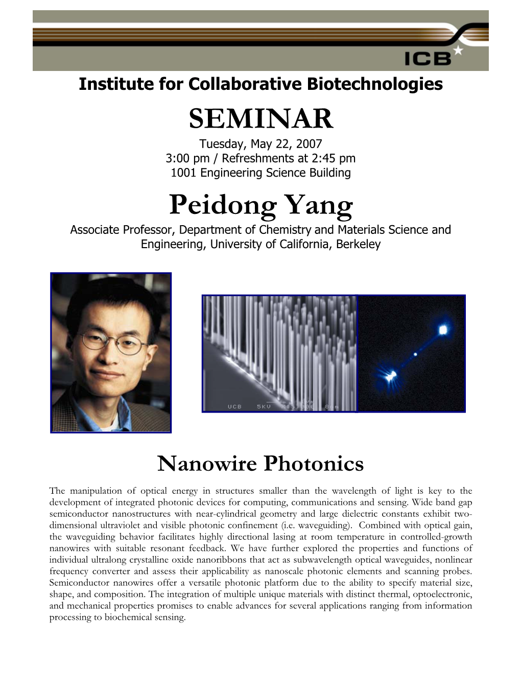 SEMINAR Peidong Yang