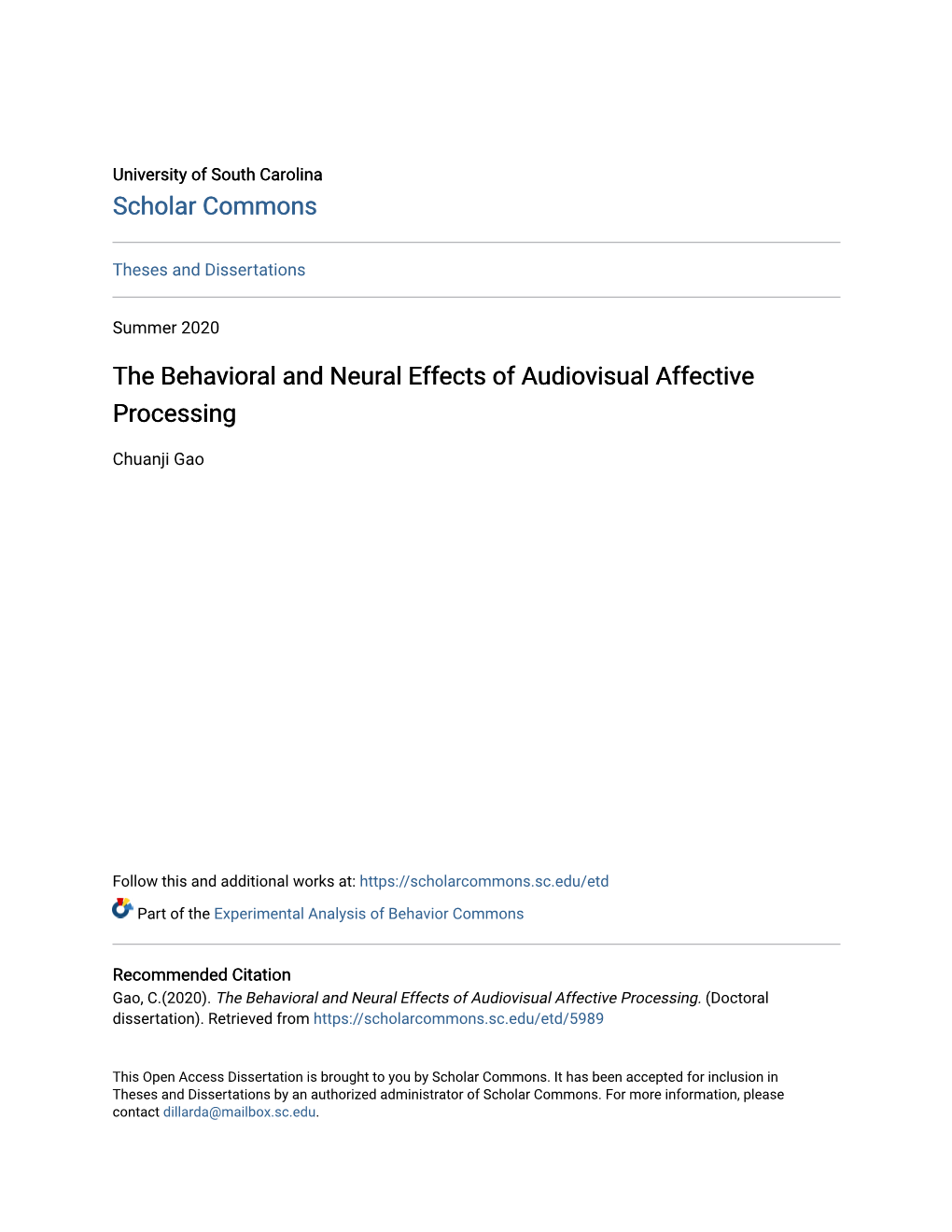 The Behavioral and Neural Effects of Audiovisual Affective Processing
