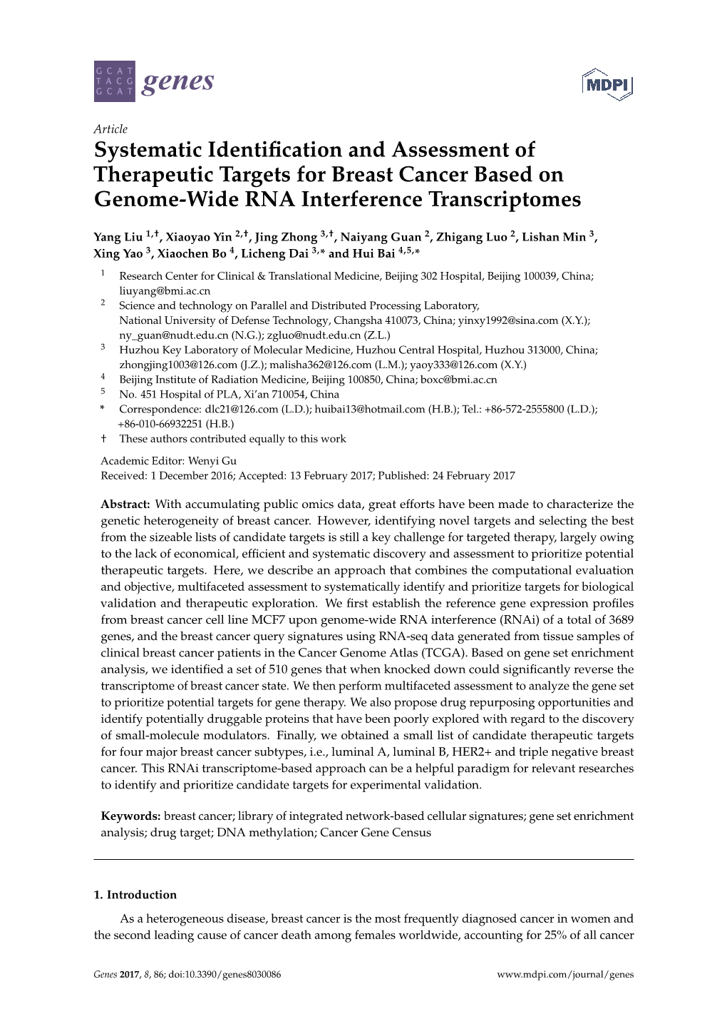 Systematic Identification and Assessment of Therapeutic Targets