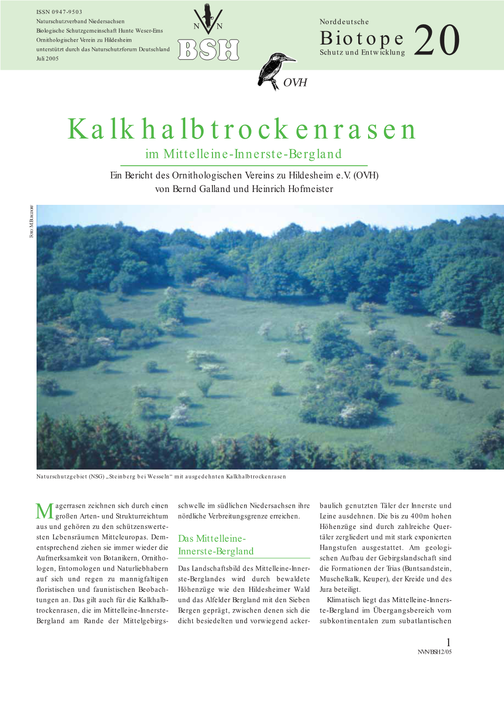 Kalkhalbtrockenrasen Im Mittelleine-Innerste-Bergland Ein Bericht Des Ornithologischen Vereins Zu Hildesheim E.V