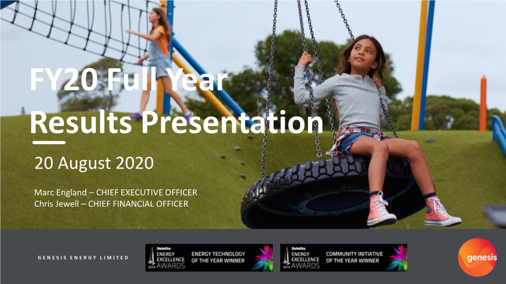 FY20 Full Year Results Presentation 20 August 2020