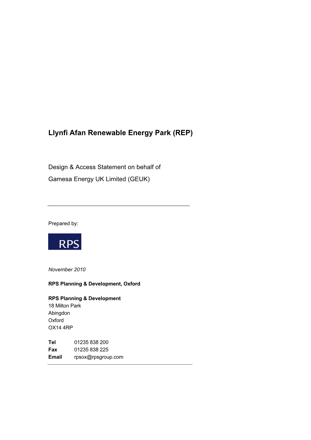 Llynfi Afan Renewable Energy Park (REP)