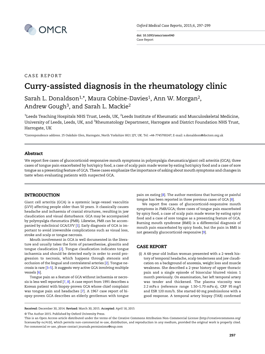 Curry-Assisted Diagnosis in the Rheumatology Clinic Sarah L