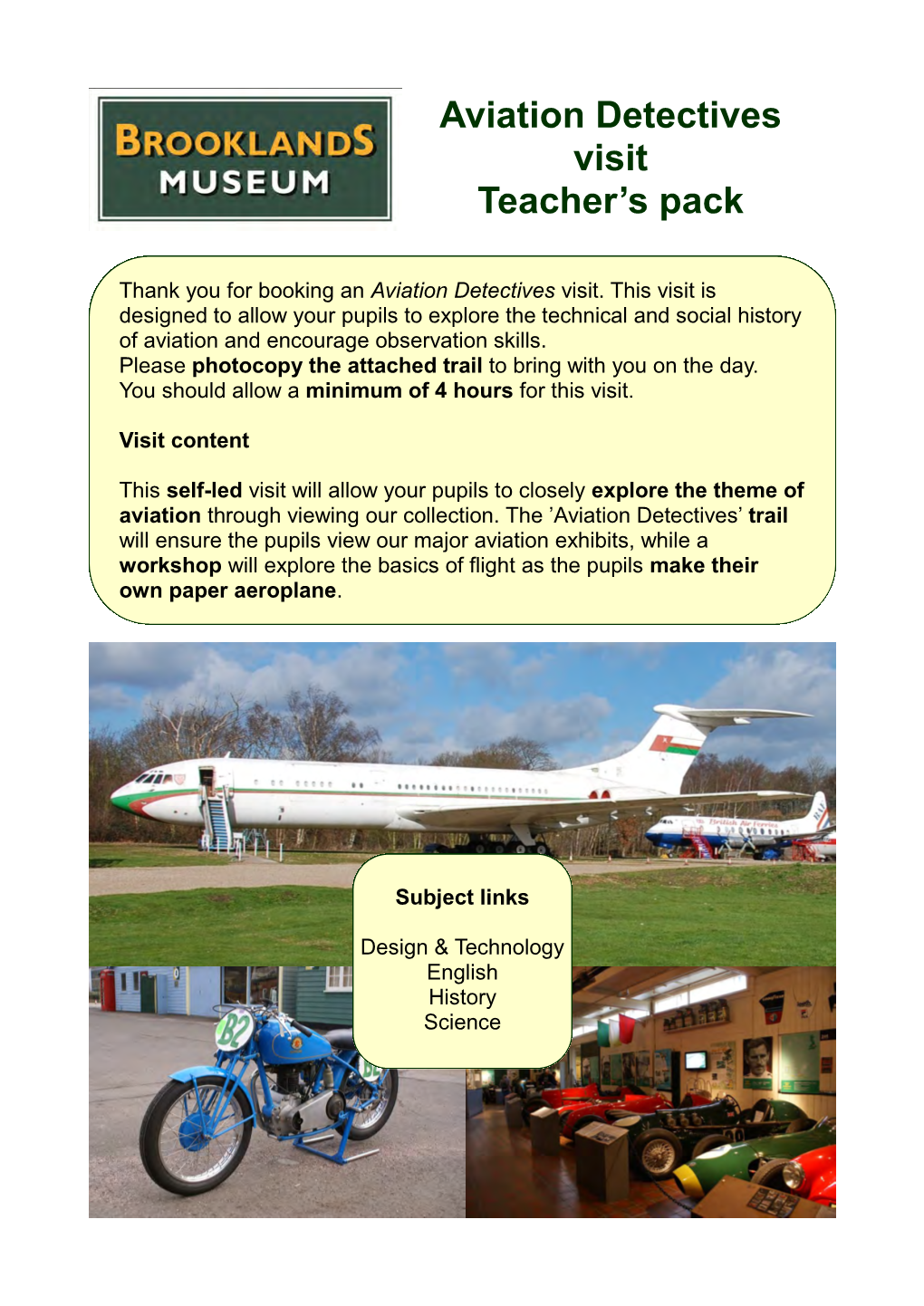 Aviation Detectives Visit Teacher's Pack