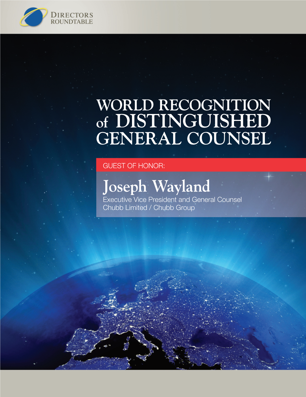 WORLD RECOGNITION of DISTINGUISHED GENERAL COUNSEL