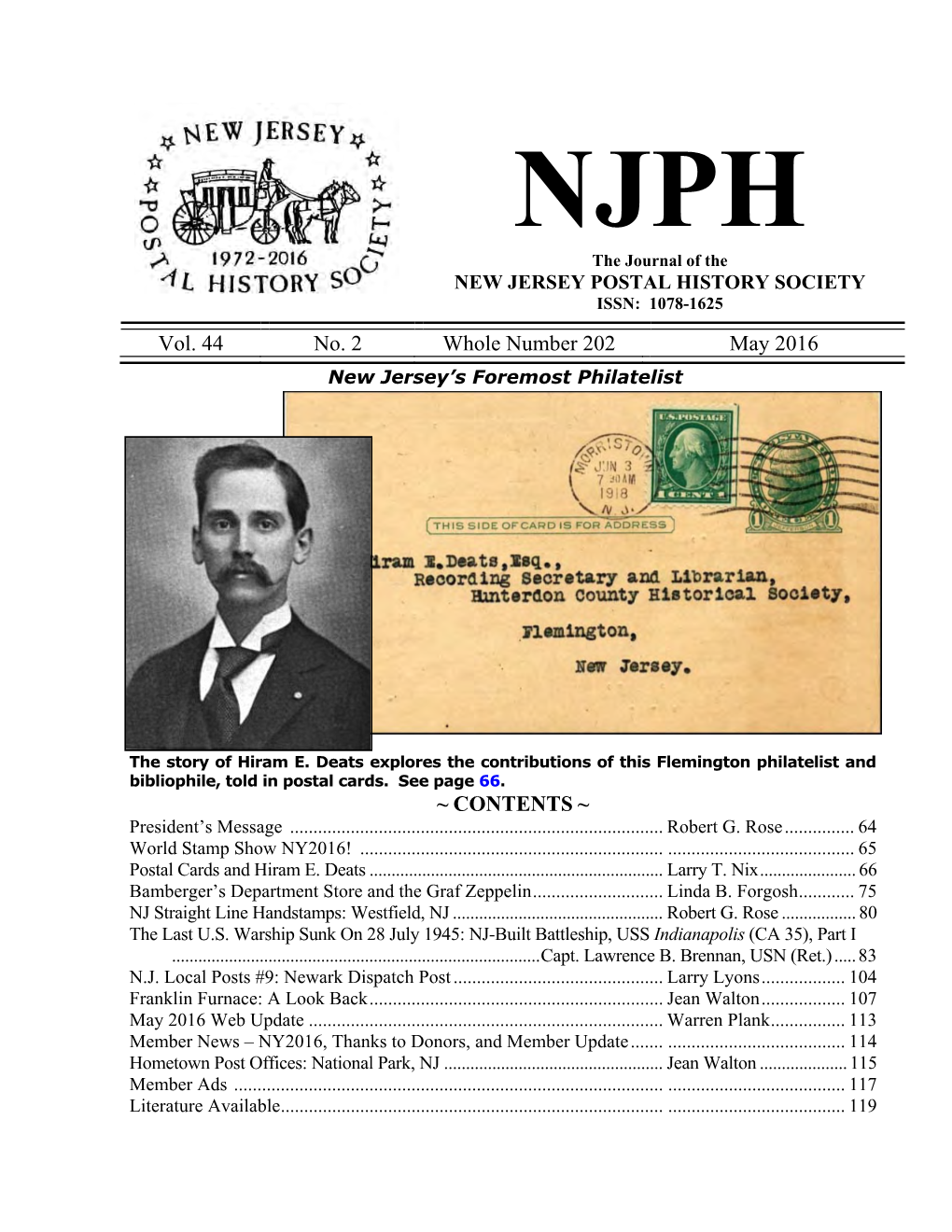 202 May 2016 New Jersey’S Foremost Philatelist