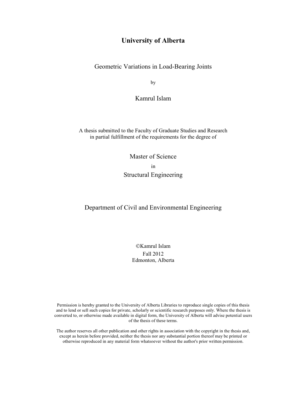 Geometric Variations in Load-Bearing Joints