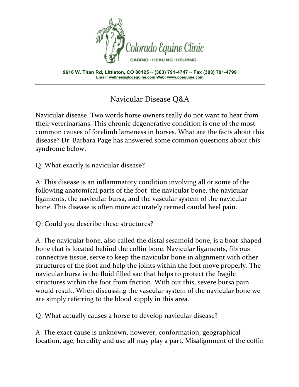 Navicular Disease Q&A