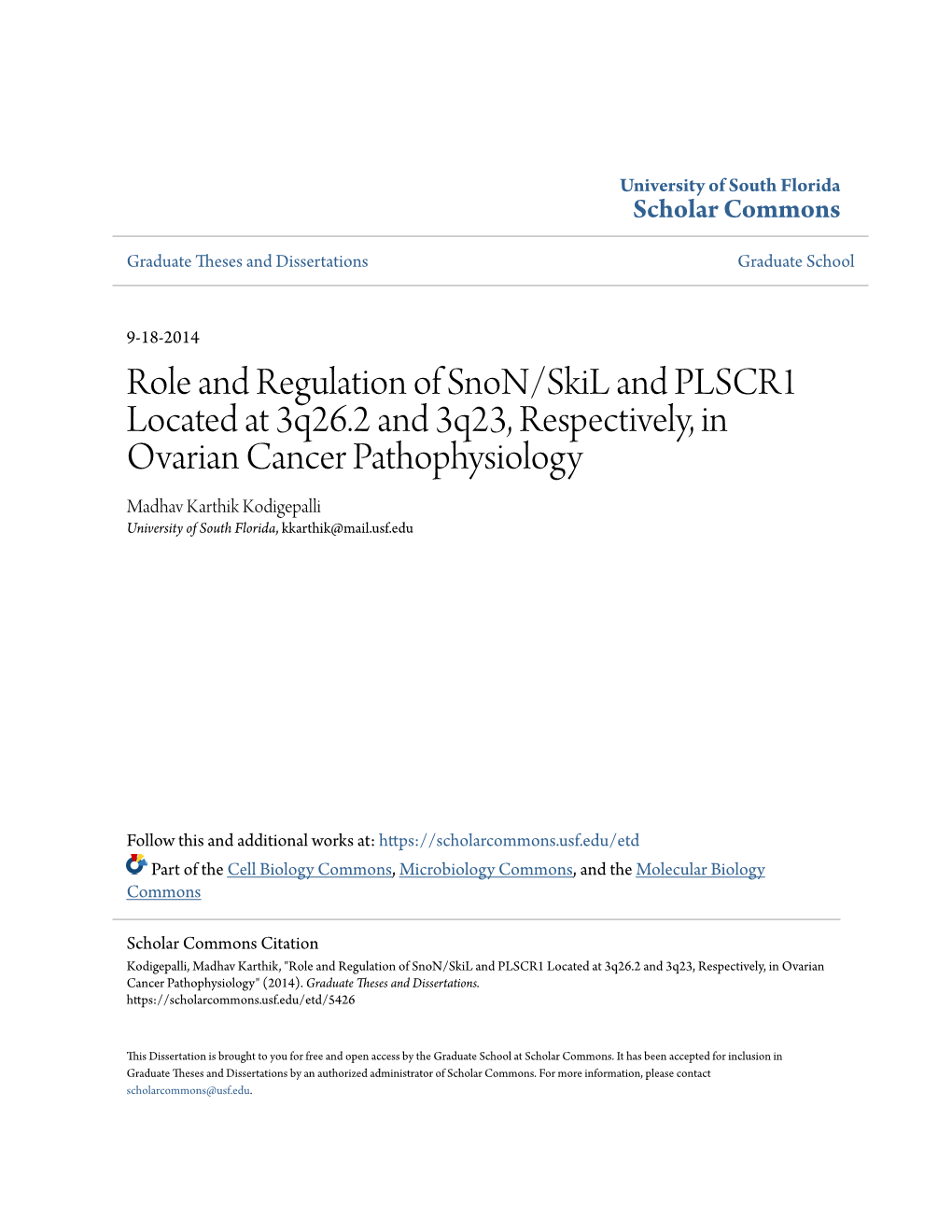 Role and Regulation of Snon/Skil and PLSCR1 Located at 3Q26.2