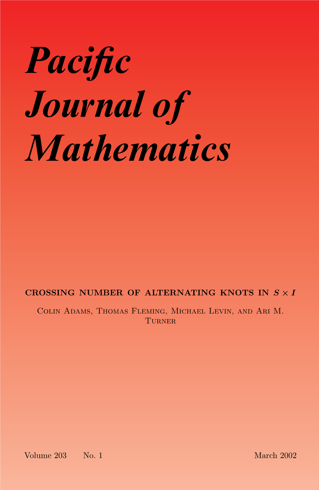 Crossing Number of Alternating Knots in S × I