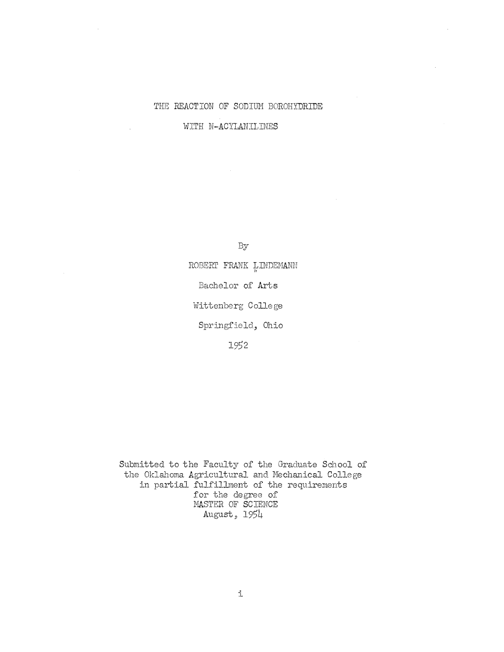 The Reaction of Sodium Borohydride