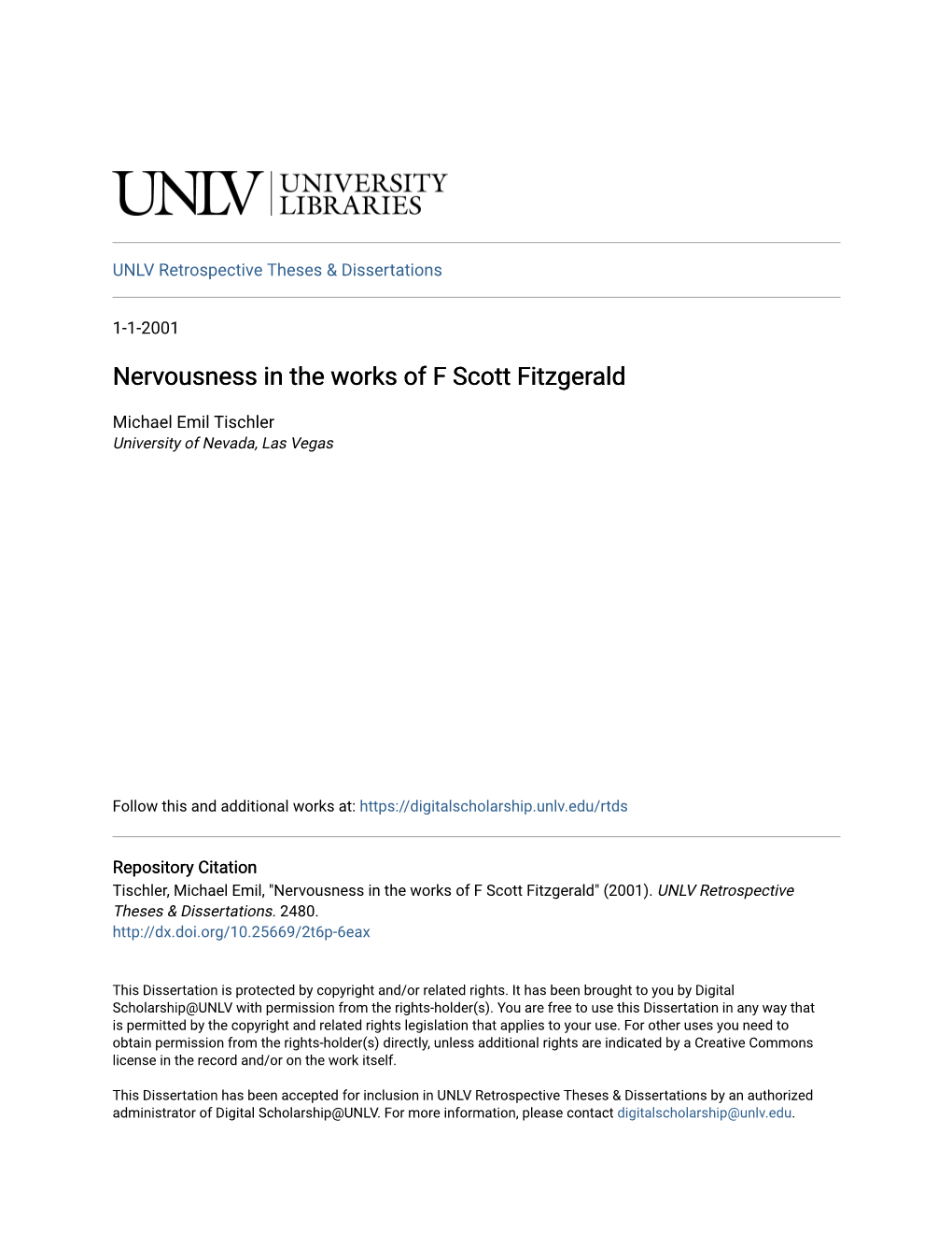 Nervousness in the Works of F Scott Fitzgerald