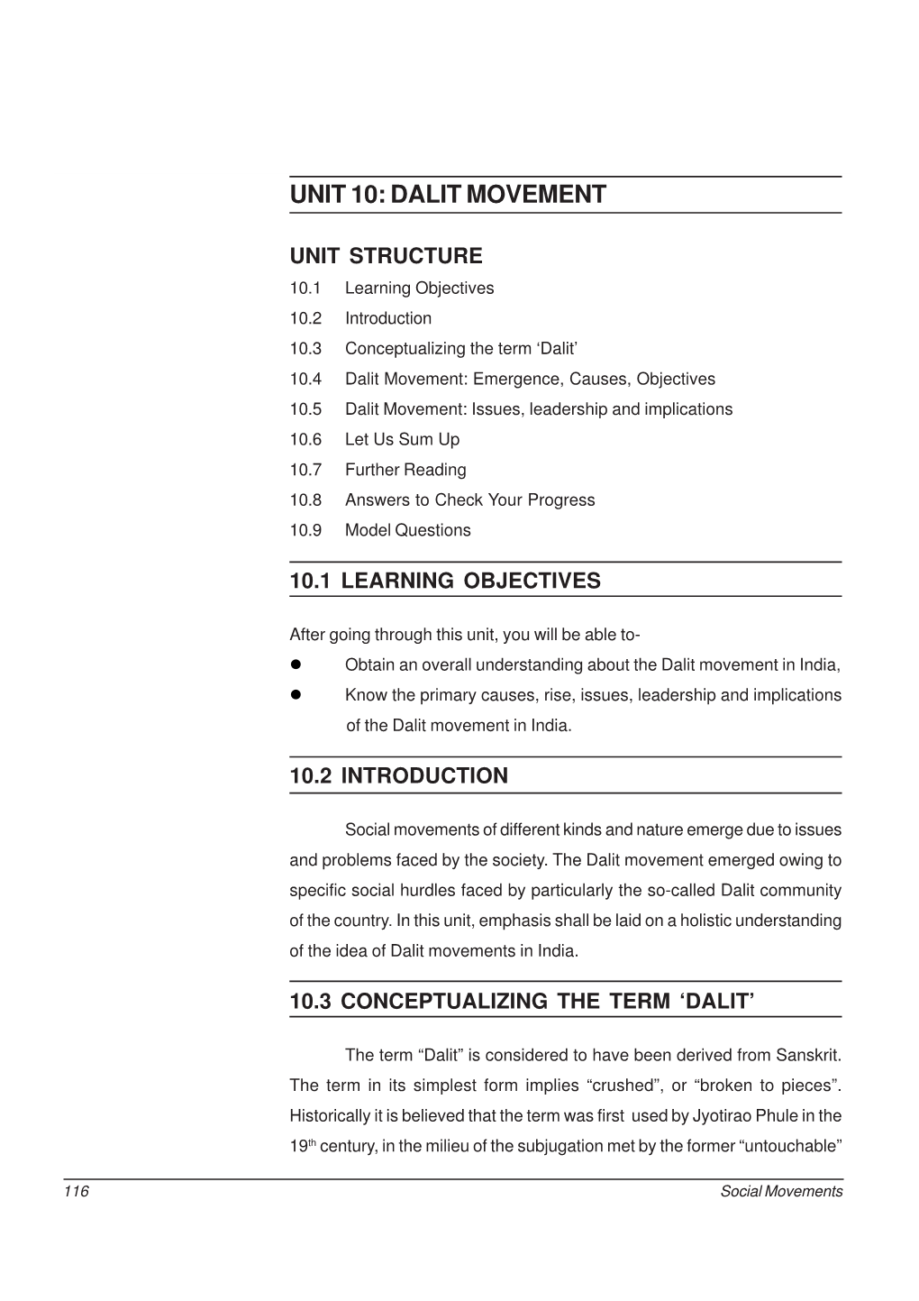 Unit 10: Dalit Movement