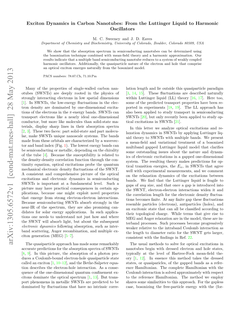 Exciton Dynamics in Carbon Nanotubes: from the Luttinger Liquid to Harmonic Oscillators