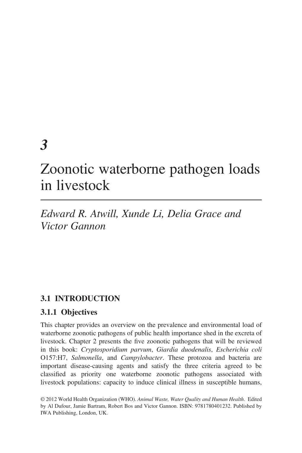 3 Zoonotic Waterborne Pathogen Loads in Livestock