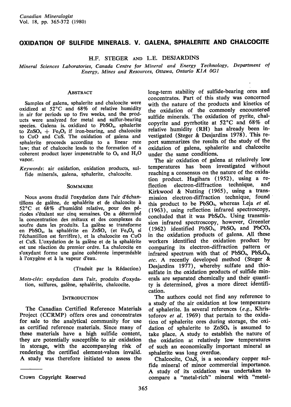 Oxidation of Sulfide Minerals. V. Galena, Sphalerite and Chalcogite