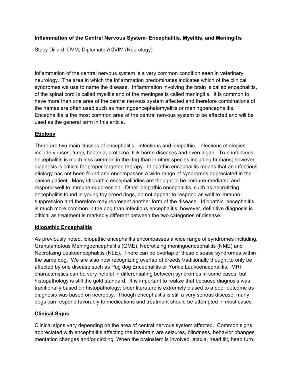 Inflammation of the Central Nervous System- Encephalitis, Myelitis, and Meningitis