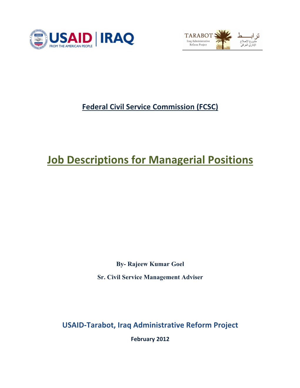 Federal Civil Service Commission (FCSC) Job Descriptions For