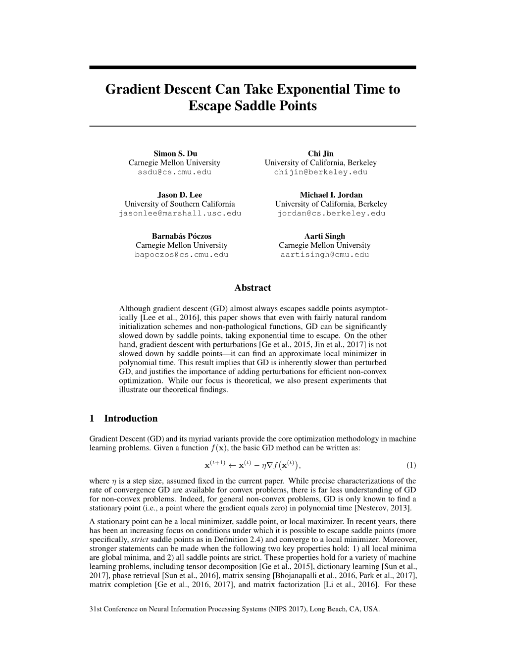 Gradient Descent Can Take Exponential Time to Escape Saddle Points