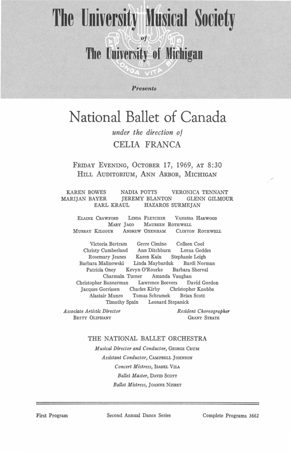 National Ballet of Canada Under the Direction of CELIA FRANCA