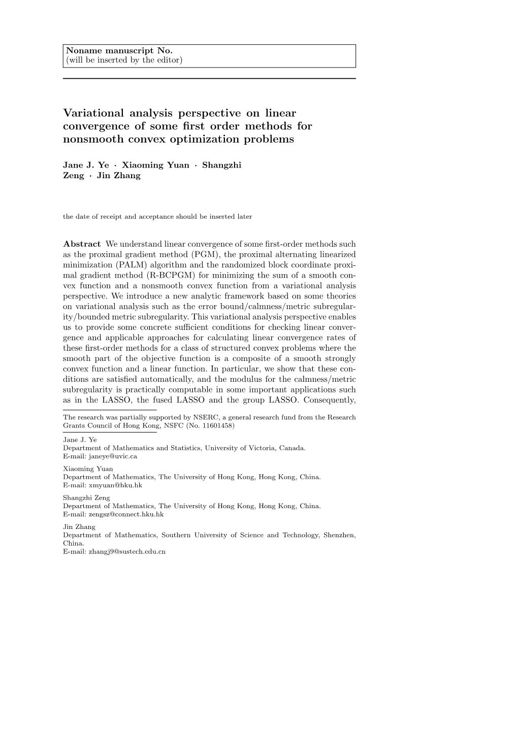 Variational Analysis Perspective on Linear Convergence of Some First