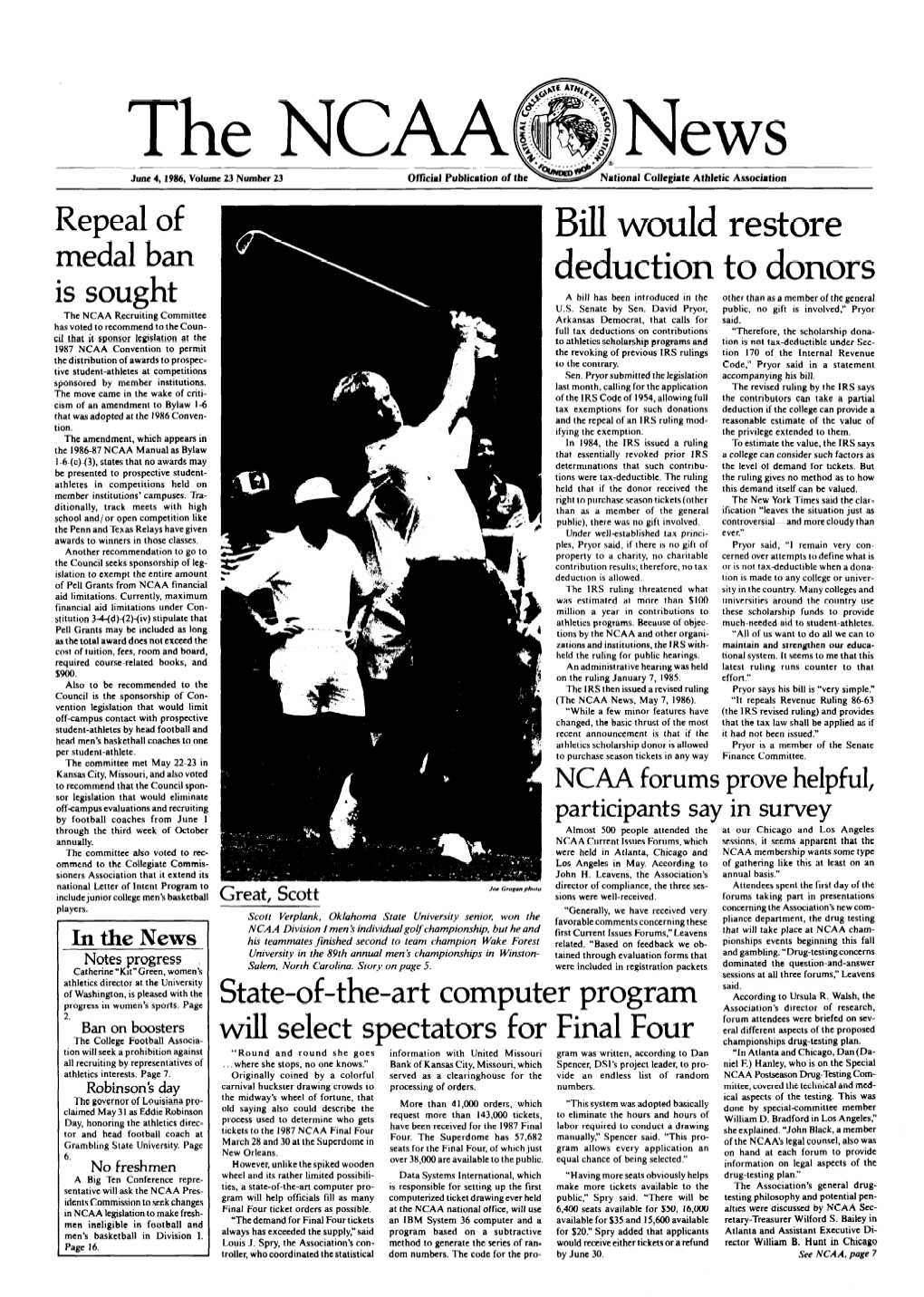 June 4.1986 the NCAA Comment