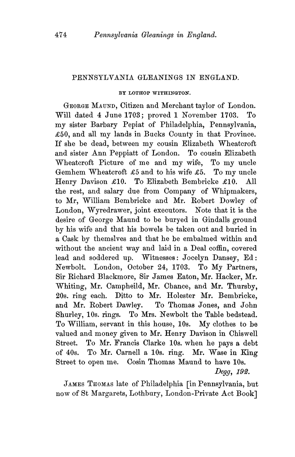 474 Pennsylvania Gleanings in England. PENNSYLVANIA