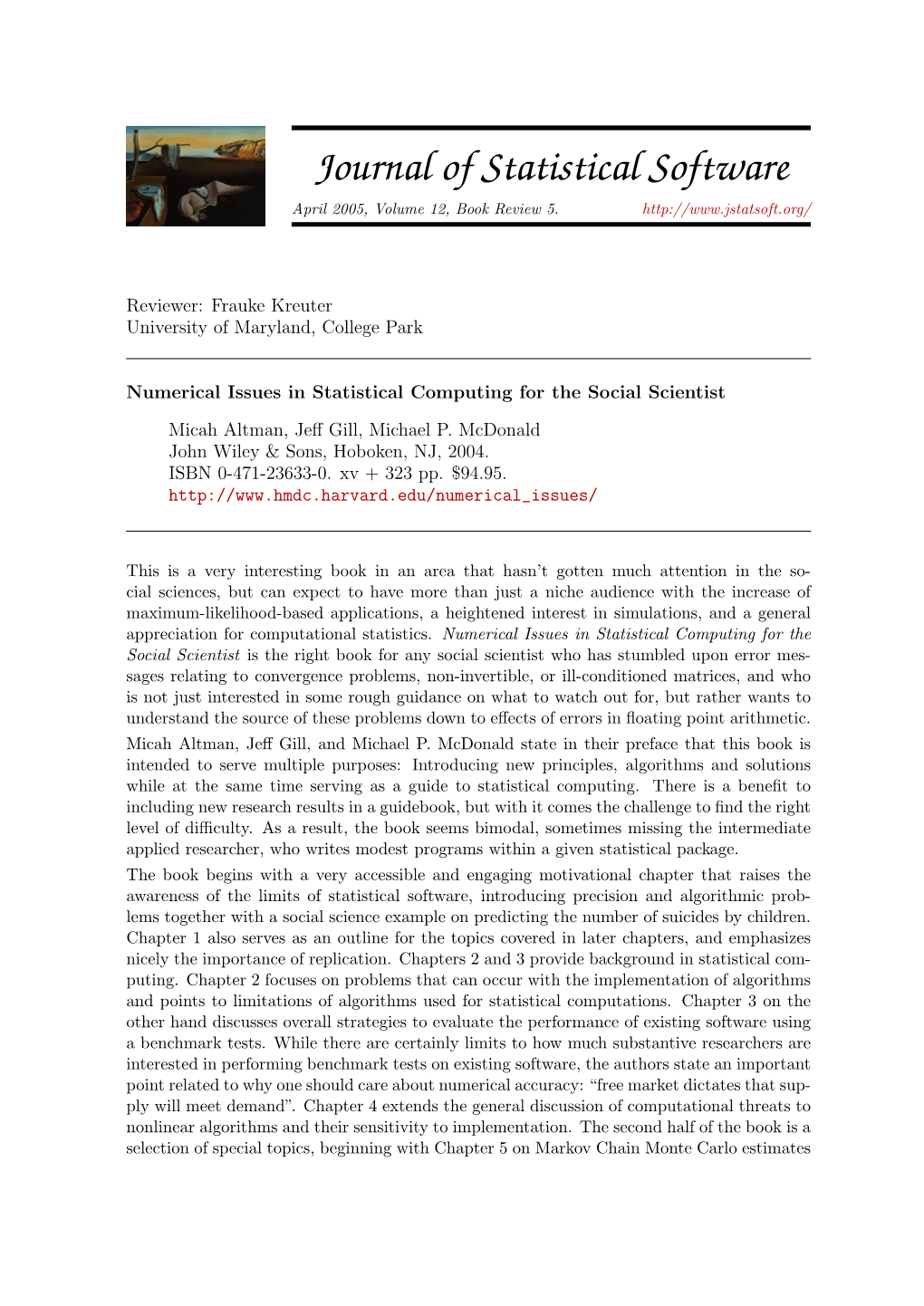 Numerical Issues in Statistical Computing for the Social Scientist