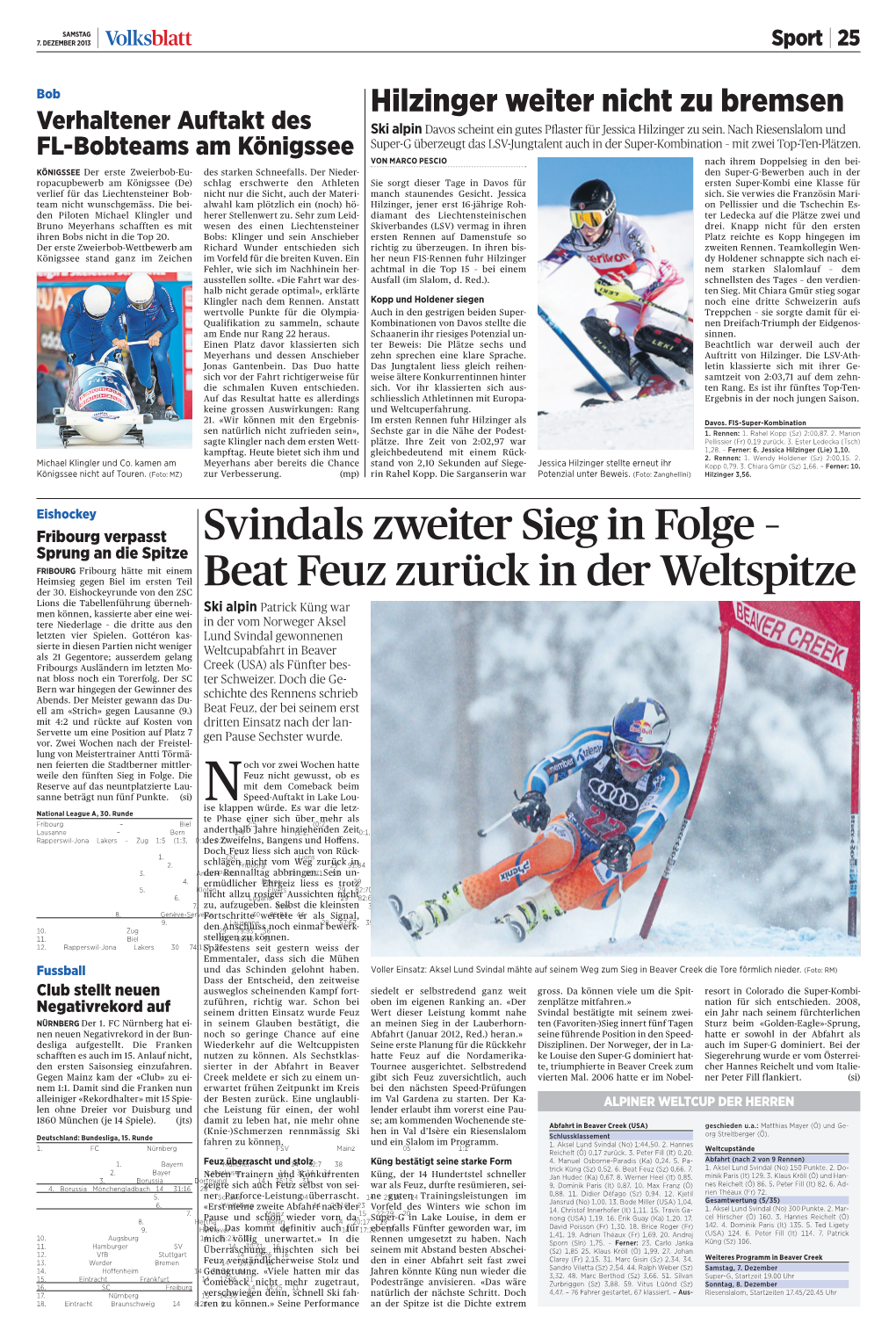 Svindals Zweiter Sieg in Folge – Beat Feuz