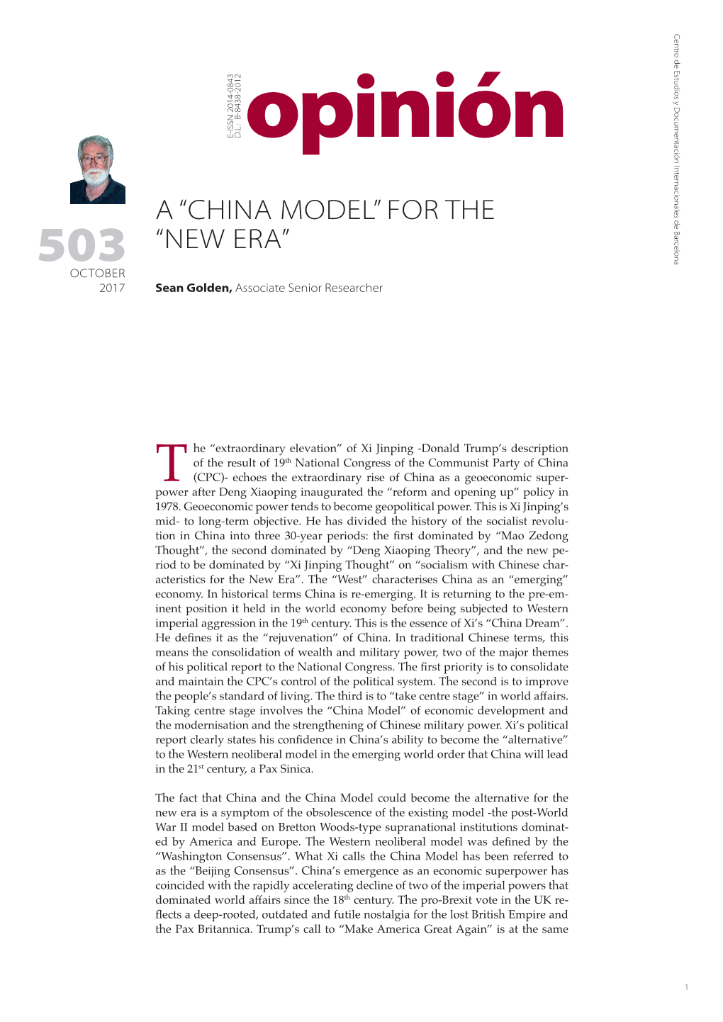 A “China Model” for the “New Era”