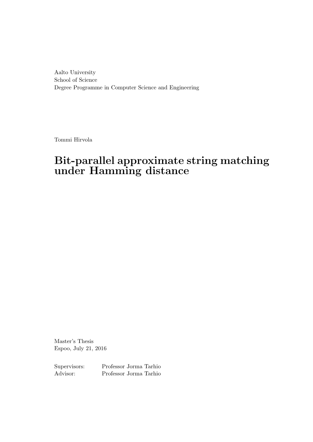 Bit-Parallel Approximate String Matching Under Hamming Distance