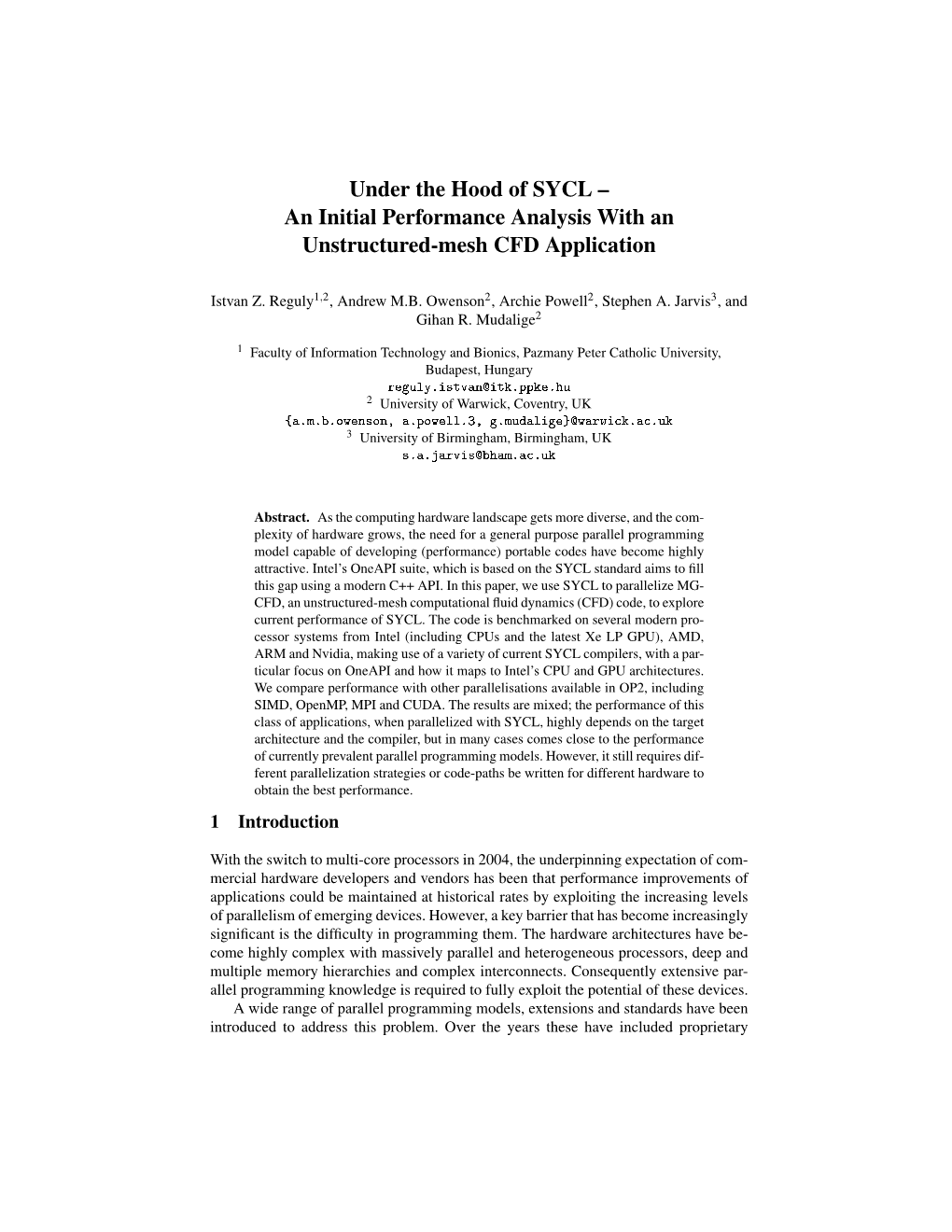 Under the Hood of SYCL – an Initial Performance Analysis with an Unstructured-Mesh CFD Application