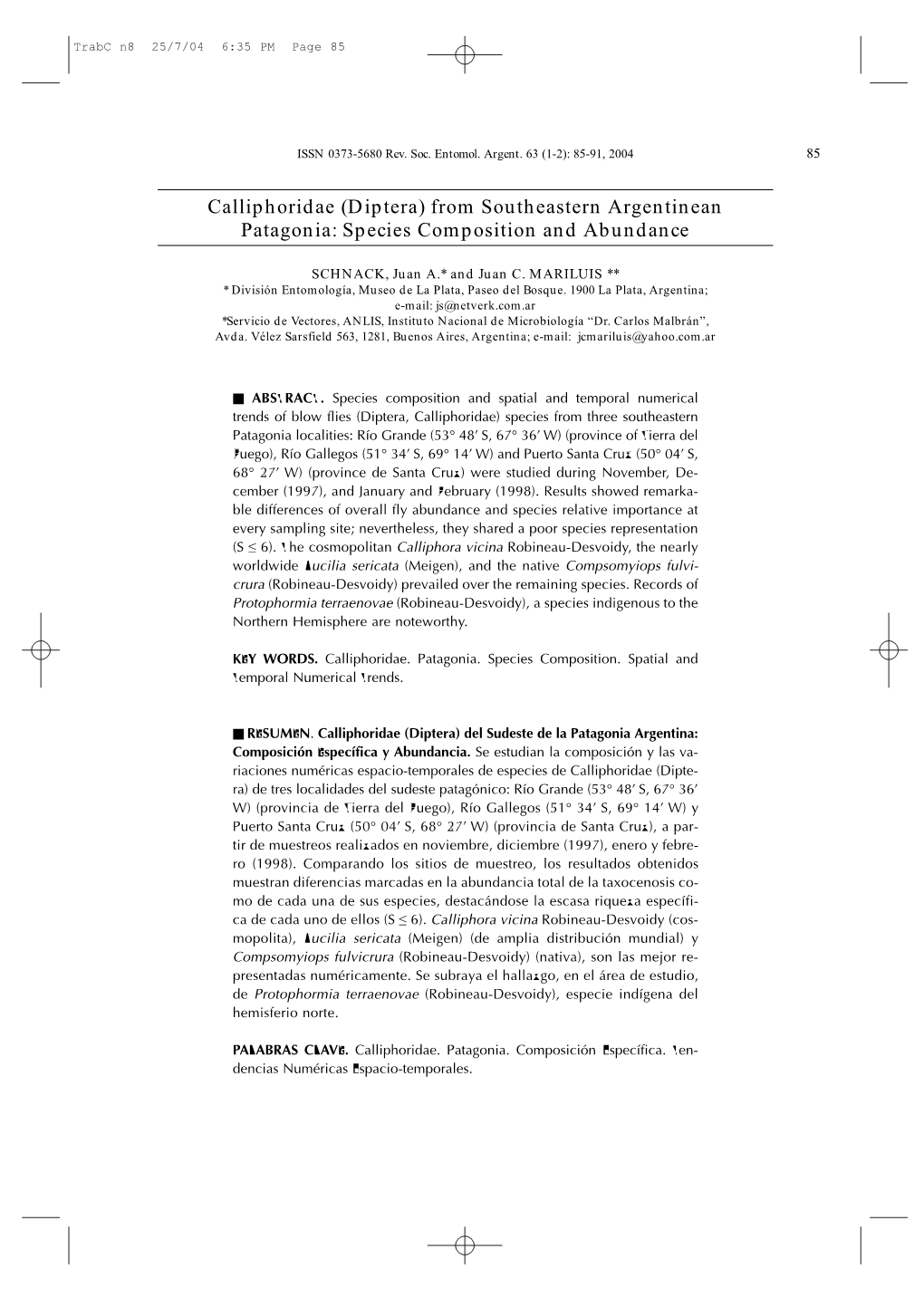 Calliphoridae (Diptera) from Southeastern Argentinean Patagonia: Species Composition and Abundance