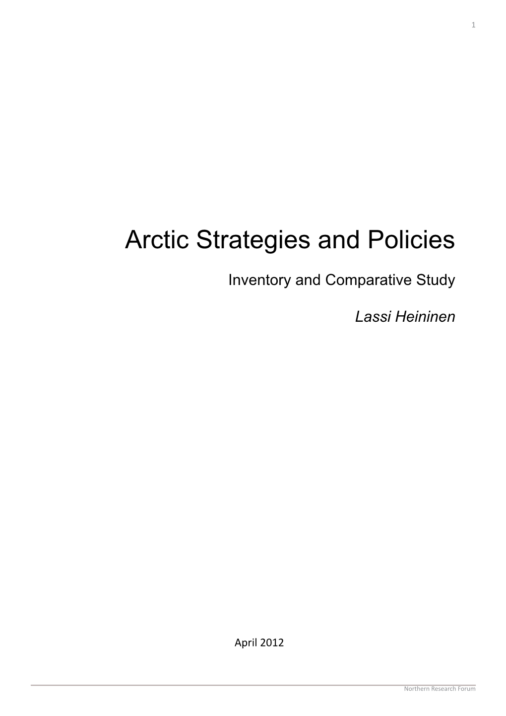 Arctic Strategies and Policies