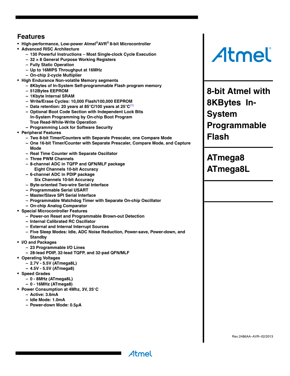 ATMEL Atmega8 Microcontroller