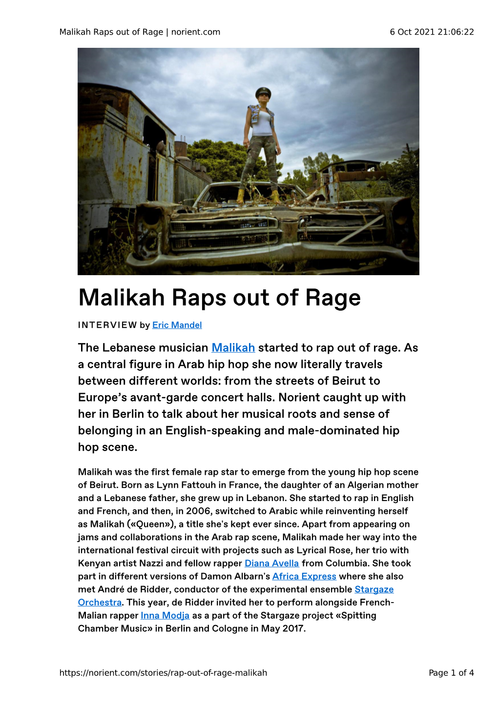 Malikah Raps out of Rage | Norient.Com 6 Oct 2021 21:06:22