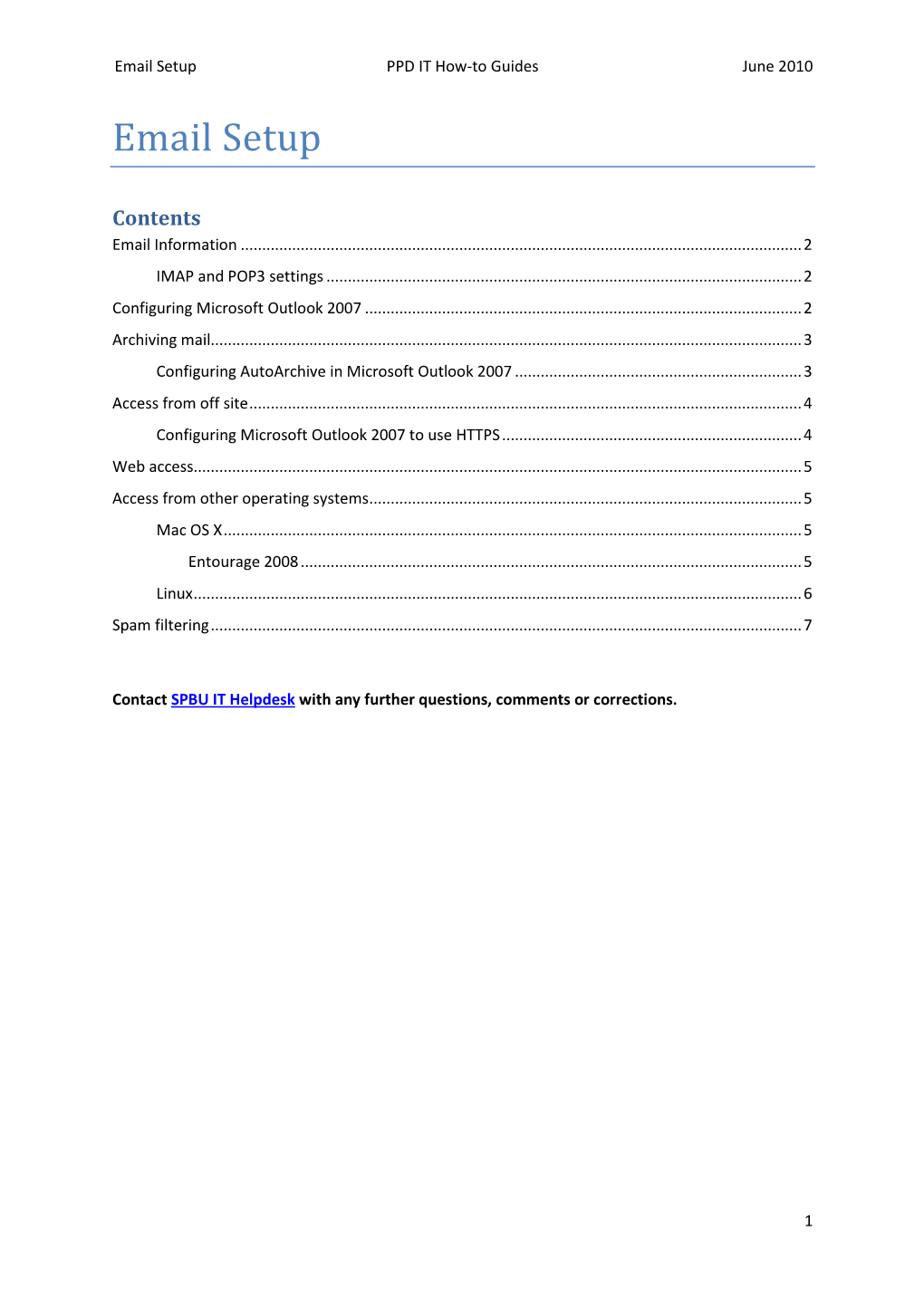 Email Setup PPD IT How-To Guides June 2010