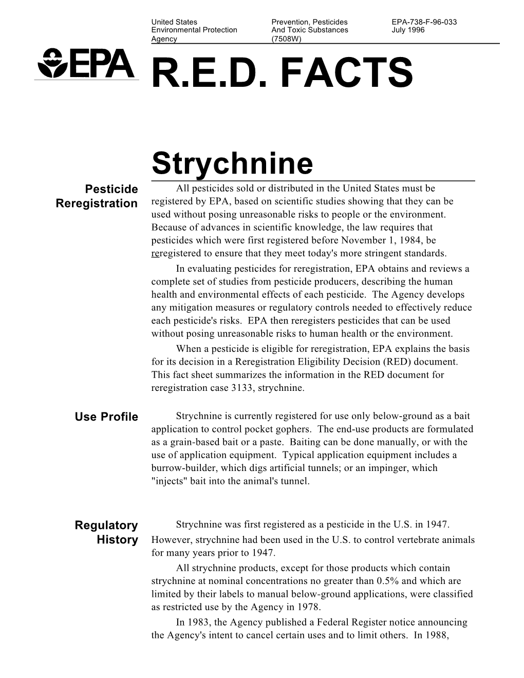 Pesticides EPA-738-F-96-033 Environmental Protection and Toxic Substances July 1996 Agency (7508W) R.E.D