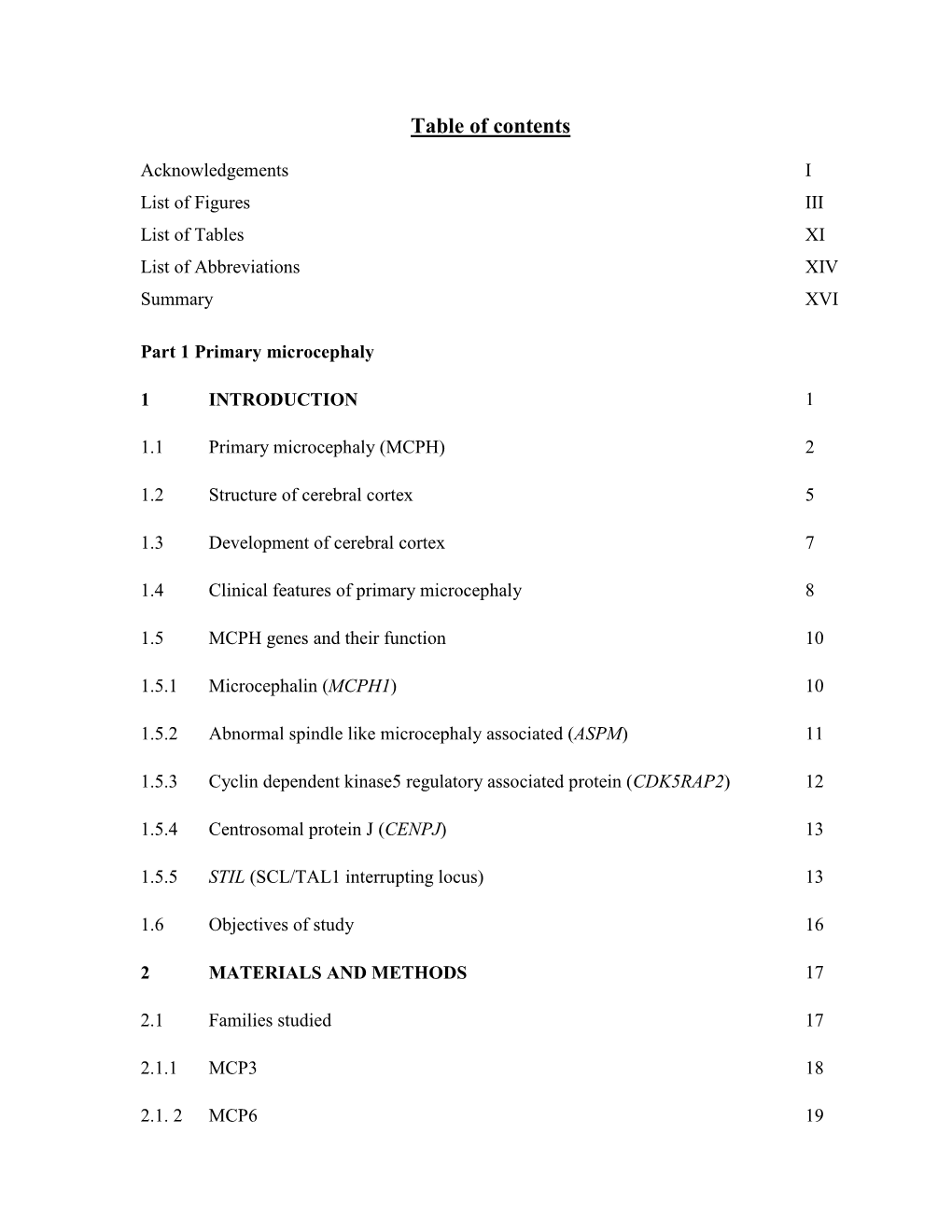 Table of Contents