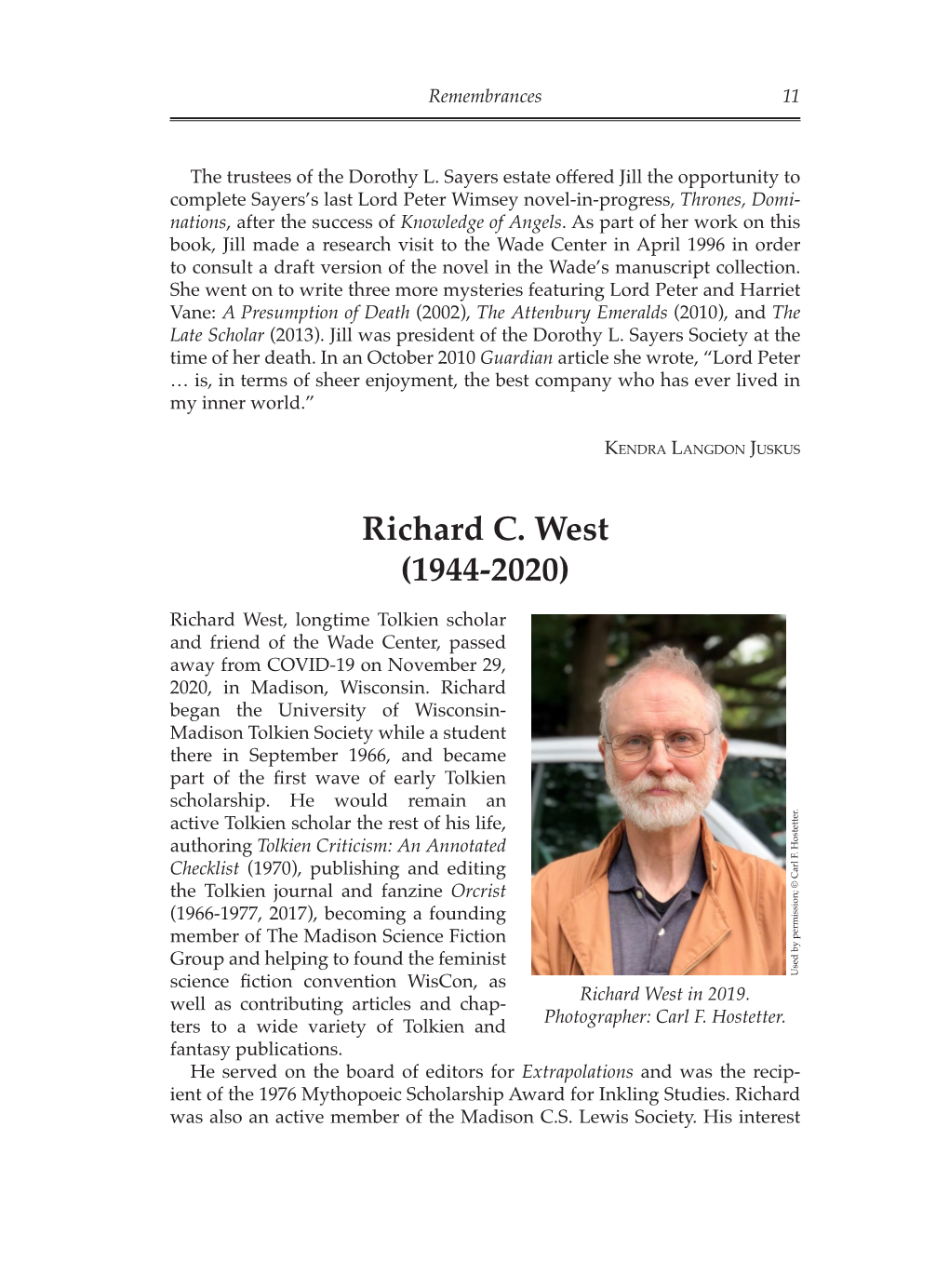 Richard C. West (1944-2020)