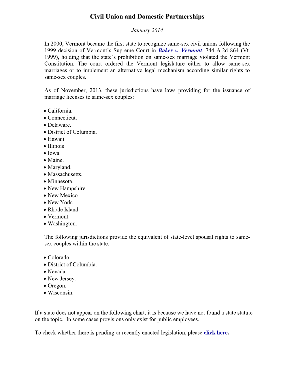 Civil Union and Domestic Partmerships